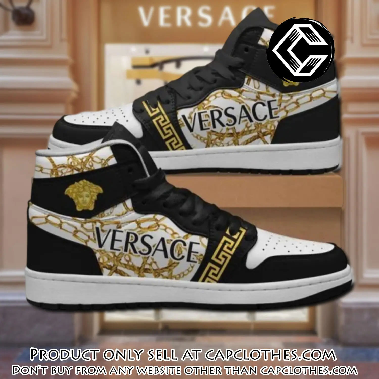 Black white gianni versace high air jordan sneakers shoes hot  gifts unisex cc3953059